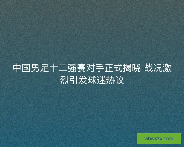 中国男足十二强赛对手正式揭晓 战况激烈引发球迷热议