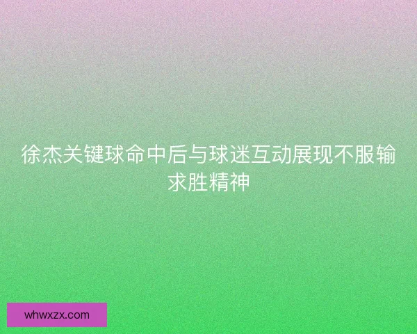 徐杰关键球命中后与球迷互动展现不服输求胜精神